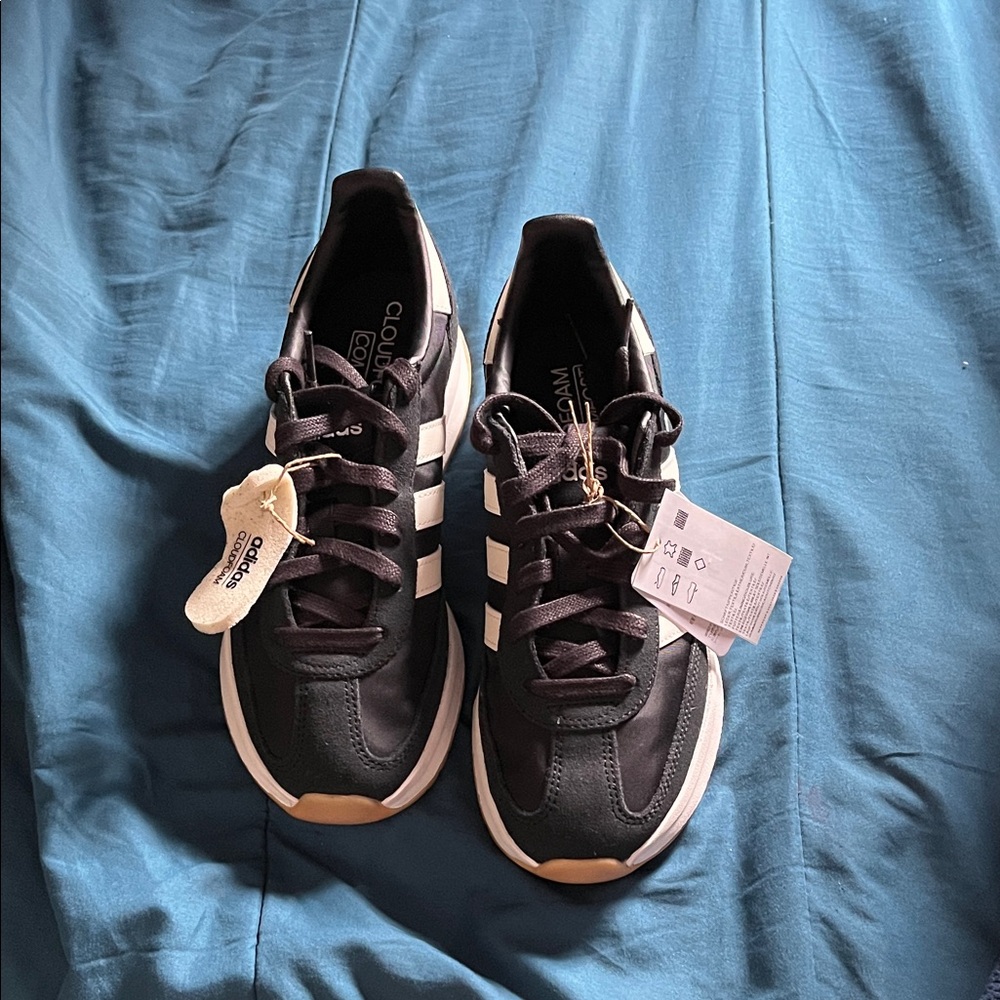 Adidas Black and White Cloudfoam Sneakers